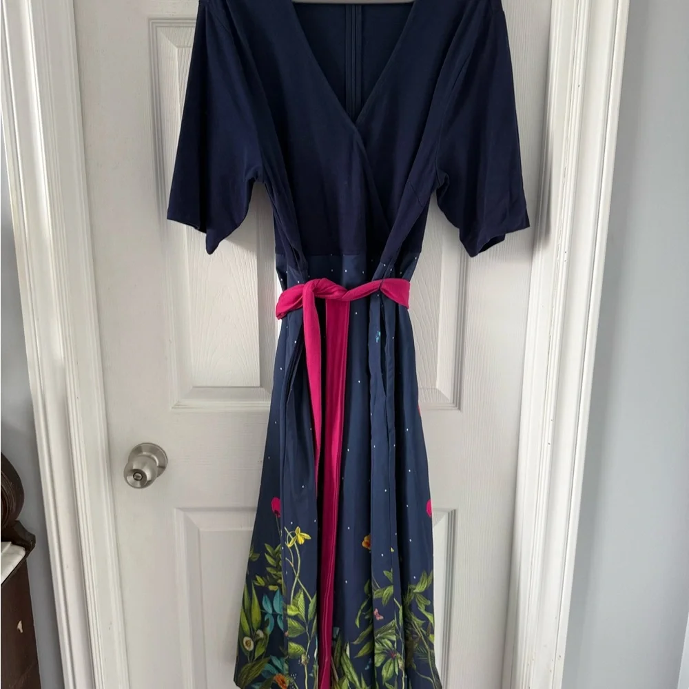 Floral Navy and Pink Women's Dress - Picture 3 of 8